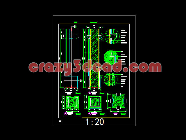 New West Yellow stone column cad drawings